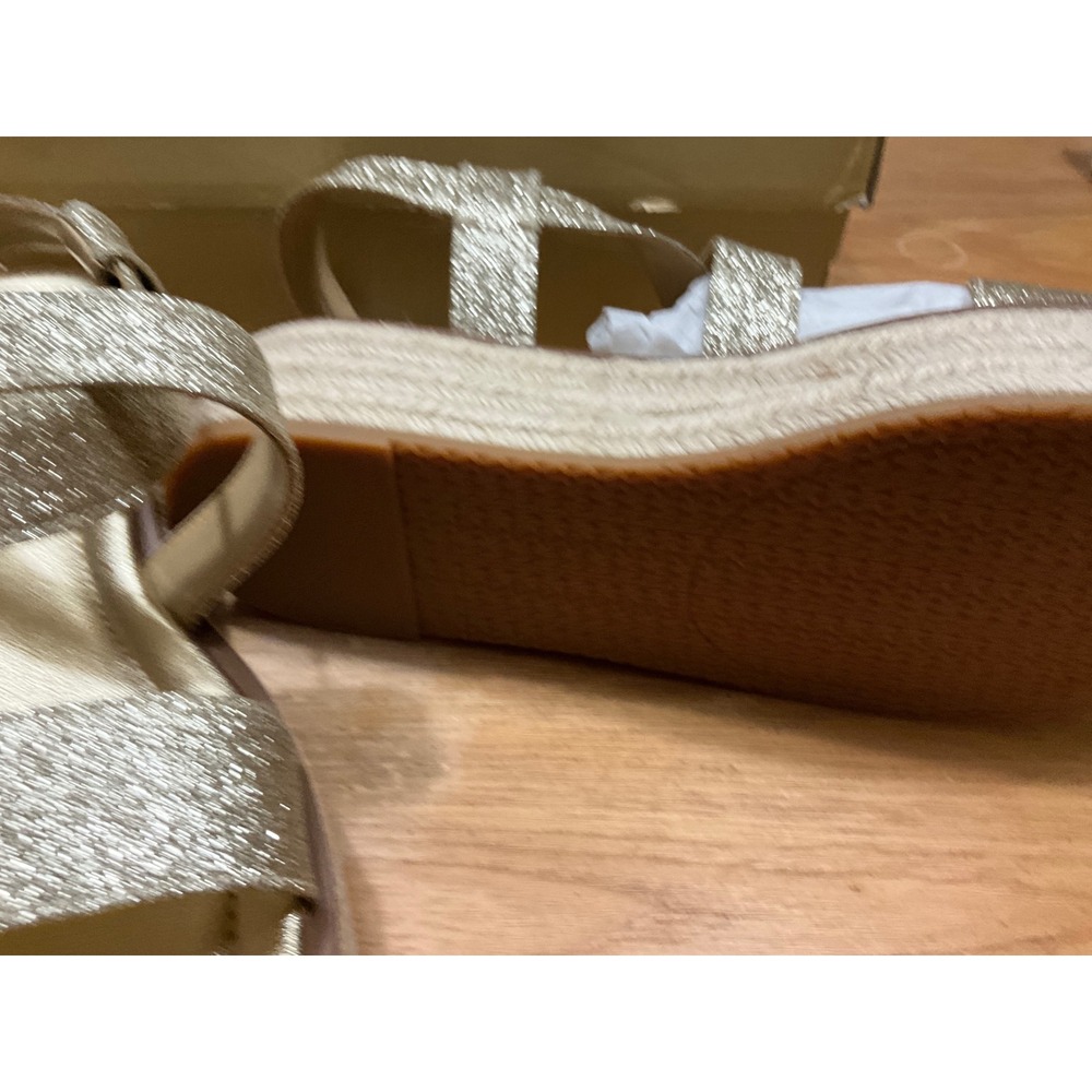 Michael Kors Gold Glitter Espadrille Platform Sandals MV24L Mens 7M - Picture 3 of 8